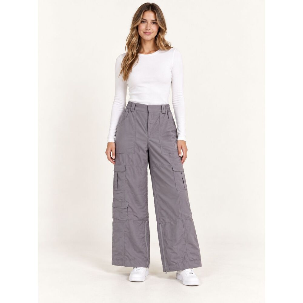 ALO Yoga High-Waist Ski-Moto Puffer Cargo Pants Fog S NWOT